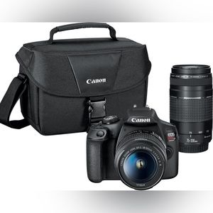 Canon EOS Rebel T7 DSLR Video Two Lens Kit w/EF-S 18-55mm and EF 75-300mm Lenses